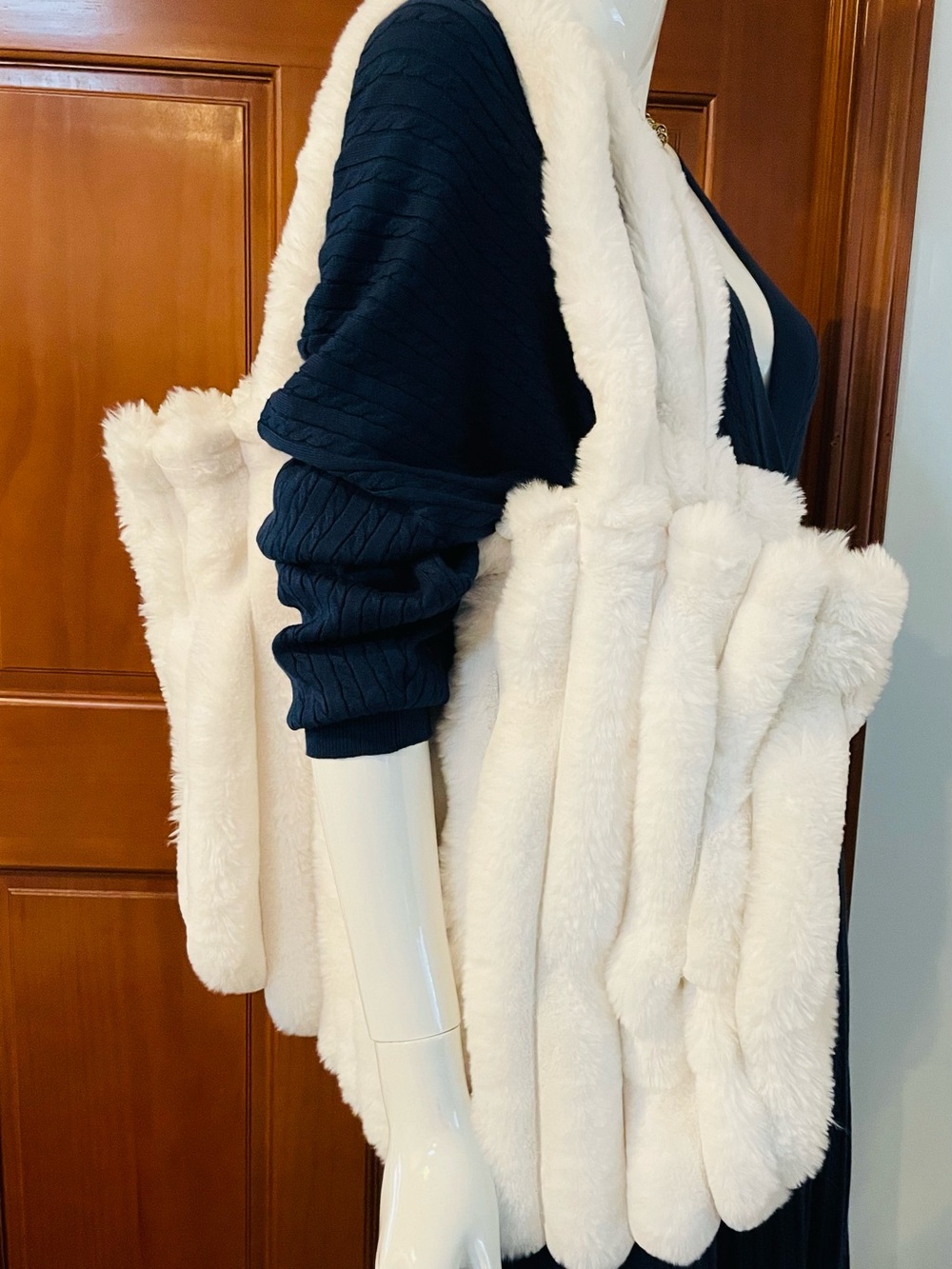 Women's Faux Fur Ivory Tote